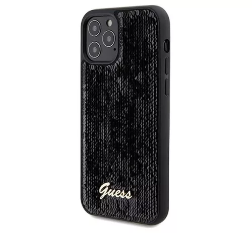 Guess Sequin Script Logo iPhone 12/12 Pro tok, fekete