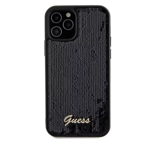 Guess Sequin Script Logo iPhone 12/12 Pro tok, fekete