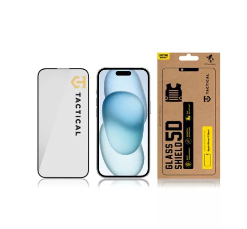 Tactical Glass Shield 5D Apple iPhone 15/ iPhone 16 kijelzővédő üvegfólia, fekete