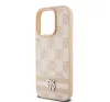 DKNY PU Leather Checkered Pattern and Stripe Apple iPhone 15 Pro tok, rózsaszín