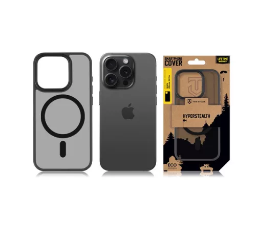 Tactical MagForce Hyperstealth Apple iPhone 15 Pro Magsafe hátlap tok, áttetsző/sötétszürke