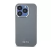 DKNY Liquid Silicone Silver Metal Logo Magsafe iPhone 15 Pro hátlap tok, szürke
