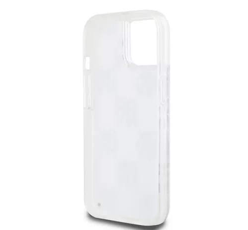 DKNY Liquid Glitter Checkered Pattern iPhone 15 hátlap tok, átlátszó