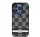 DKNY PU Leather Checkered Pattern and Stripe iPhone 13 Pro hátlap tok, fekete