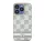 DKNY PU Leather Checkered Pattern and Stripe iPhone 14 Pro hátlap tok, bézs
