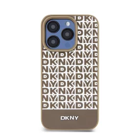   DKNY PU Leather Repeat Pattern Bottom Stripe iPhone 13 Pro Max hátlap tok, barna