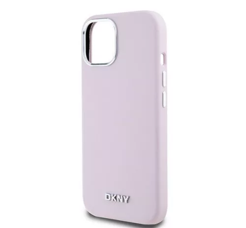 DKNY Liquid Silicone Small Metal Logo Apple iPhone 15 Plus / 14 Plus Magsafe hátlap tok, rózsaszín, DKHMP15MSMCHLP