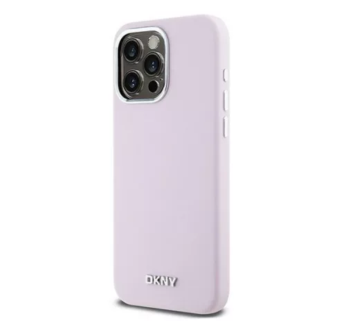 DKNY Liquid Silicone Small Metal Logo iPhone 14 Pro Max Magsafe hátlap tok, rózsaszín, DKHMP14XSMCHLP