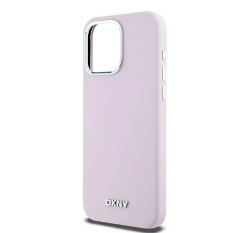 DKNY Liquid Silicone Small Metal Logo iPhone 14 Pro Max Magsafe hátlap tok, rózsaszín, DKHMP14XSMCHLP