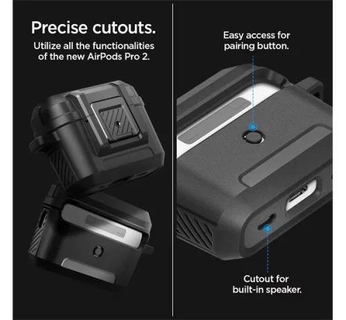 Spigen Lock Fit Airpods Pro (2nd Gen) fülhallgató tok, matt fekete