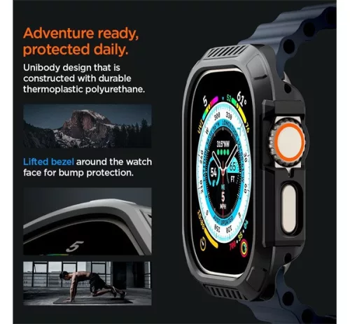 Spigen Lock Fit Apple Watch Ultra 4 / 3 / 2 / 1 49mm tok, fekete