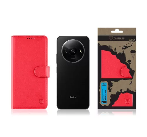 Tactical Field Notes Xiaomi Redmi A3 (2024) flip/oldalra nyíló tok, piros