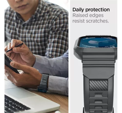 Spigen Rugged Armor Pro Apple Watch 9 / 8 / 7 45mm / SE (2nd / 1st Gen) / 6 / 5 / 4 44mm tok, sötétszürke