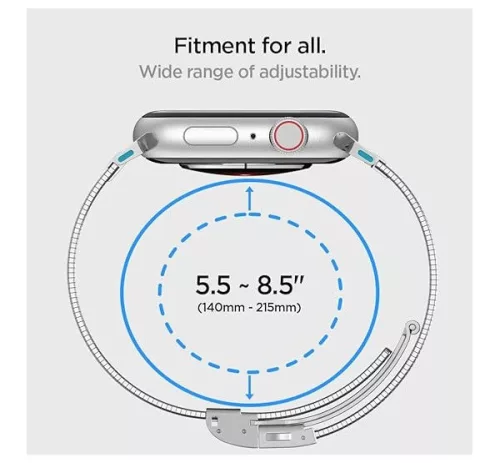 Spigen Sleek Link Apple Watch Ultra 4 / 3 / 2 / 1 49mm 10 46mm / 9 / 8 / 7 45mm / SE (2 / 1) / 6 / 5 / 4 44mm / 3 / 2 / 1 42mm szíj, ezüst