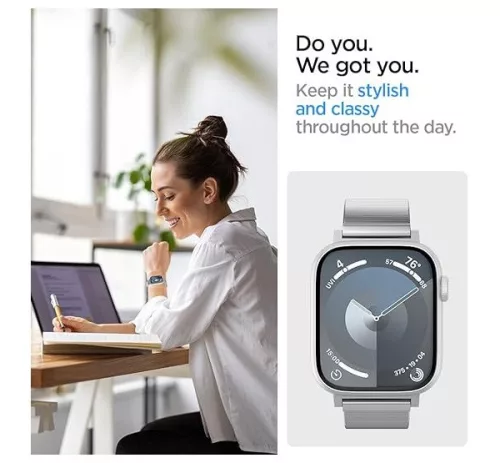 Spigen Sleek Link Apple Watch Ultra 4 / 3 / 2 / 1 49mm 10 46mm / 9 / 8 / 7 45mm / SE (2 / 1) / 6 / 5 / 4 44mm / 3 / 2 / 1 42mm szíj, ezüst
