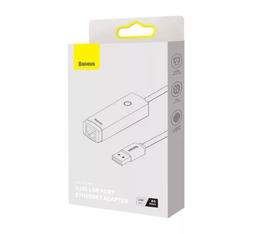 Baseus Lite Series USB-A – RJ45 hálózati adapter, 100Mbps, fekete