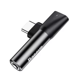 Baseus USB-C-USB-C+Mini Jack 3,5 mm audio adapter, fekete