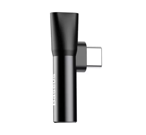 Baseus USB-C-USB-C+Mini Jack 3,5 mm audio adapter, fekete