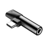 Baseus USB-C-USB-C+Mini Jack 3,5 mm audio adapter, fekete