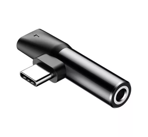 Baseus USB-C-USB-C+Mini Jack 3,5 mm audio adapter, fekete