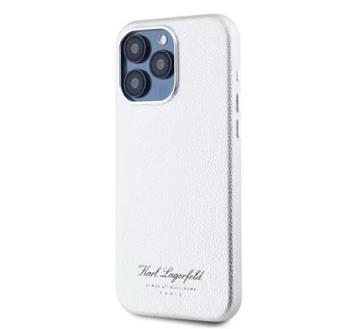 Karl Lagerfeld Grained PU Hotel RSG iPhone 15 Pro Max hátlap tok, ezüst