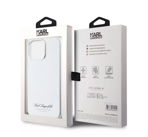 Karl Lagerfeld Grained PU Hotel RSG iPhone 15 Pro Max hátlap tok, ezüst