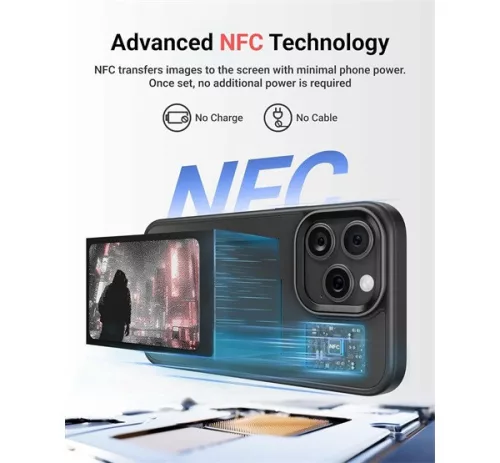 E-Ink okos telefontok, programozható NFC kijelzővel iPhone 14 Pro Max, rózsaszín