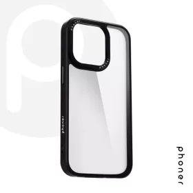   Phoner Custom Hybrid Apple iPhone 15 hátlap tok, fekete (fekete gombokkal)