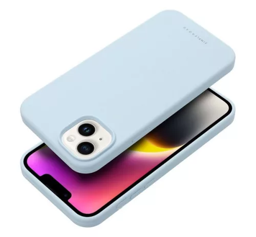 Roar Apple iPhone 14 Plus prémium szilikon tok velúr béléssel, világoskék
