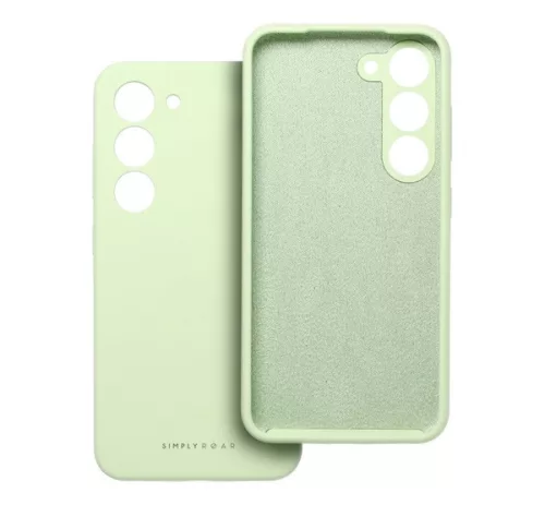 Roar Samsung Galaxy S23 5G prémium szilikon tok velúr béléssel, világoszöld