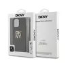 DKNY PU Leather Stack Logo Apple iPhone 15 Pro hátlap tok csuklópánttal, barna
