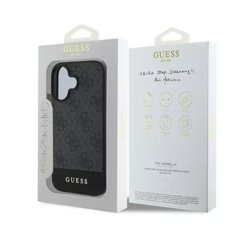 Guess 4G Bottom Stripe Apple iPhone 16 Plus hátlap tok, szürke GUHCP16MG4GLGR