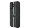 Guess 4G Printed Stripes MagSafe Apple iPhone 16 Plus hátlap tok, fekete/barna GUHMP16MP4RPSK