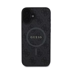   Guess 4G Ring Classic Logo Apple iPhone 16 hátlap tok, fekete/barna GUHMP16SG4GFRK