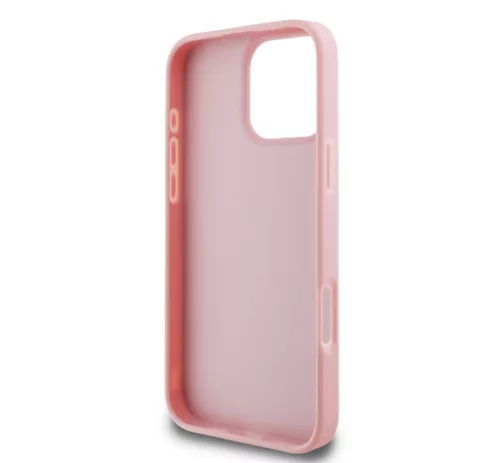 Guess PU Fixed Glitter 4G Metal Logo Apple iPhone 16 Pro hátlap tok, rózsaszín