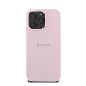   Guess PU Grained Classic Logo Apple iPhone 16 Pro MagSafe kompatibilis hátlap tok, rózsaszín