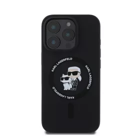   Karl Lagerfeld Silicone KC Heads Ring  Apple iPhone 16 Pro hátlap tok, fekete KLHMP16LSCMKCRHK
