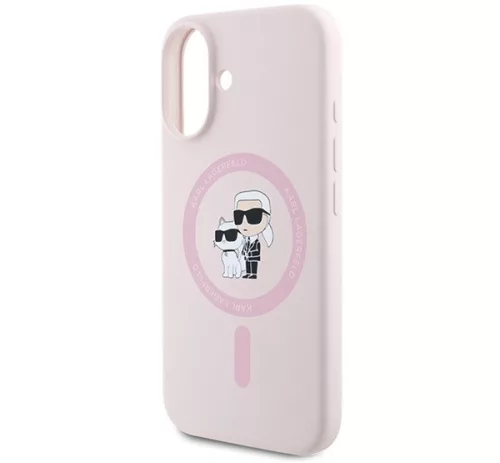 Karl Lagerfeld Silicone KC Heads Ring Apple iPhone 16 hátlap tok, rózsaszín KLHMP16SSCMKCRHP