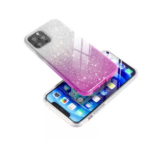 Apple iPhone 16 Plus csillámos hátlap tok, átlátszó/rózsaszín