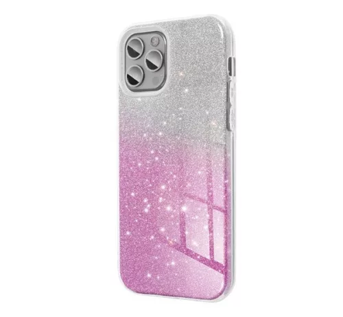 Apple iPhone 16 Pro csillámos hátlap tok, átlátszó/rózsaszín