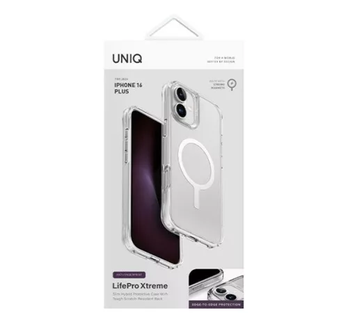 Uniq Lifepro Extreme Apple iPhone 16 Plus Magsafe szilikon tok, átlátszó/fehér