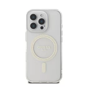   Guess IML Glitter Ring Apple iPhone 16 Pro Magsafe kompatibilis hátlap tok, átlátszó