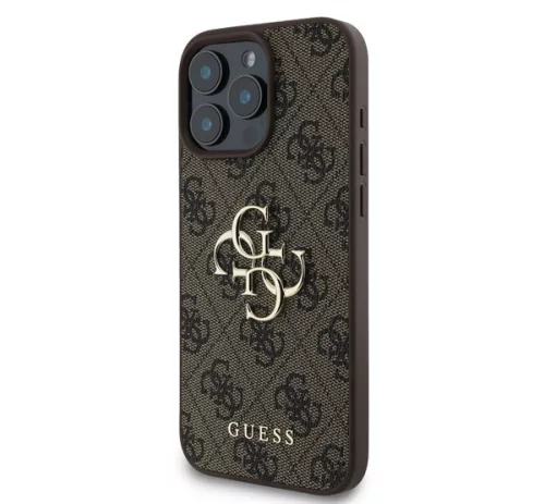 Guess PU 4G Metal Logo Apple iPhone 16 Pro hátlap tok, barna
