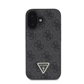   Guess PU 4G Strass Triangle Metal Logo Apple iPhone 16 hátlap tok Crossbody pánttal, fekete