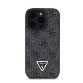   Guess PU 4G Strass Triangle Metal Logo Apple iPhone 16 Pro hátlap tok, fekete
