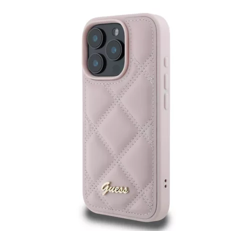 Guess PU Leather Quilted Apple iPhone 16 Pro hátlap tok, rózsaszín