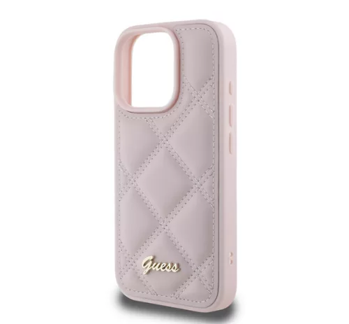 Guess PU Leather Quilted Apple iPhone 16 Pro hátlap tok, rózsaszín