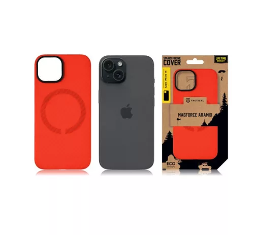 Tactical MagForce Aramid Apple iPhone 15 MagSafe kompatibilis tok, piros