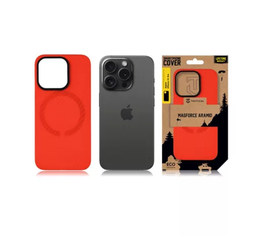 Tactical MagForce Aramid Apple iPhone 15 Pro MagSafe kompatibilis tok, piros