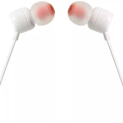 Vezetékes sztereó fülhallgató, 3.5 mm, mikrofon, funkció gomb, JBL T110, fehér, gyári